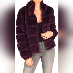 Love Token Faux Fur Jacket - Plum